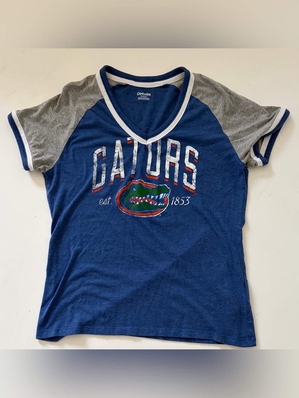 University Gators V-Neck Raglan Tee - Navy & Gray